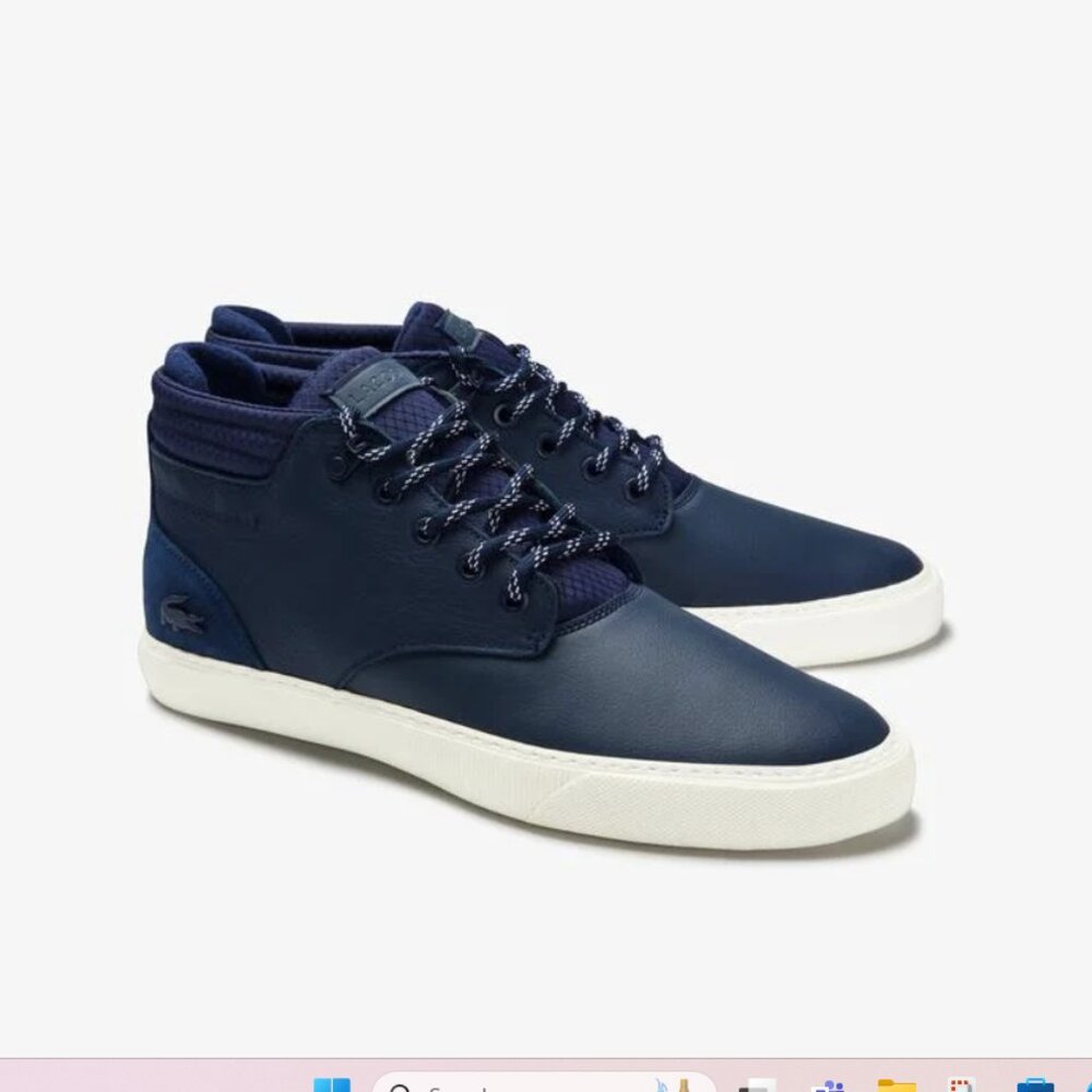 Lacoste Esparre Chukka 0320 1 Cma Erkek Deri Lacivert - Beyaz Mid Ayakkabı